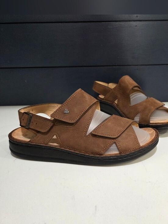 Finn Comfort Leather Comfort Sandals Brown Hook Loop Slingback Germany EU 44